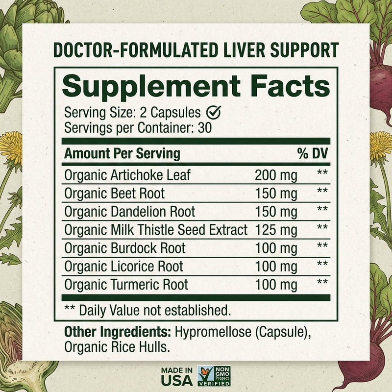 Hippie Farms Premium Liver Cleanse & Reset - Liver Detox, Bile Stimulation, Enzyme Support (AST/ALT) Vitamins & Supplements