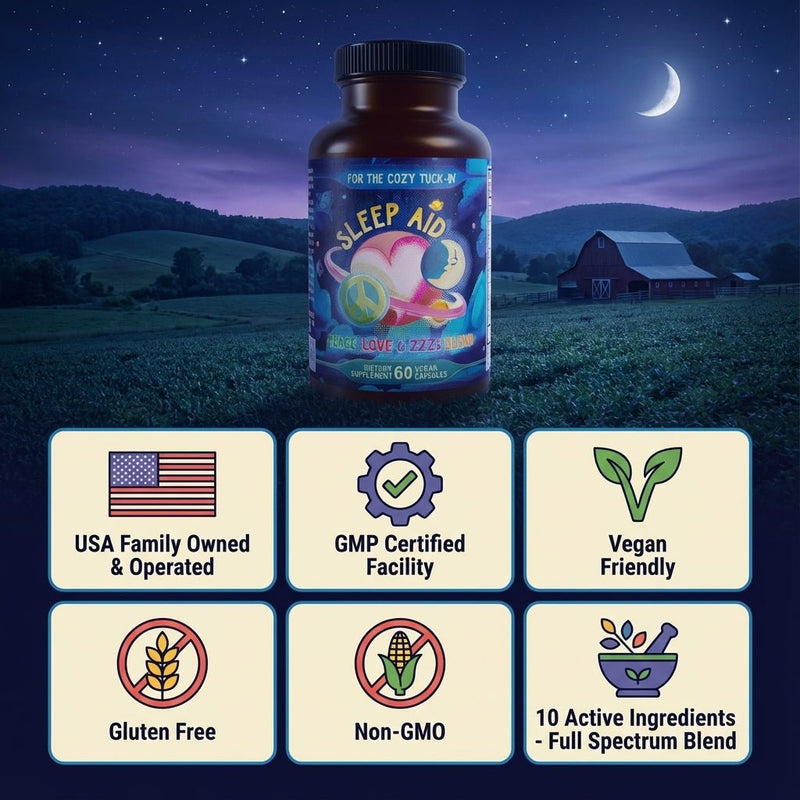 Hippie Farms Premium Sleep Aid Formula - Peace, Love, and ZZZ's Blend Vitamins & Supplements