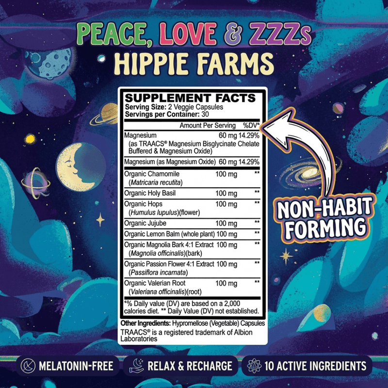 Hippie Farms Premium Sleep Aid Formula - Peace, Love, and ZZZ's Blend Vitamins & Supplements
