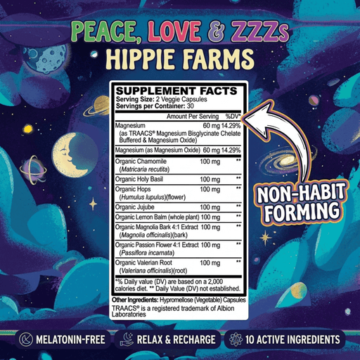 Hippie Farms Premium Sleep Aid Formula - Peace, Love, and ZZZ's Blend Vitamins & Supplements