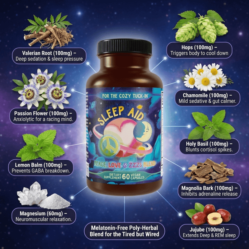 Hippie Farms Premium Sleep Aid Formula - Peace, Love, and ZZZ's Blend Vitamins & Supplements