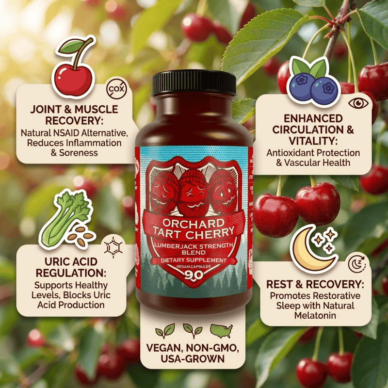 Hippie Farms Premium Tart Cherry Blend - Inflammation, Uric Acid, Sleep, Muscle Recovery Vitamins & Supplements