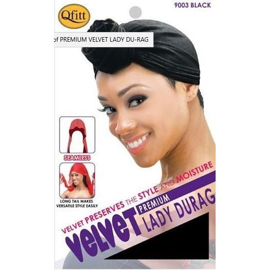 VIP Extensions PREMIUM VELVET LADY DU-RAG BLACK 9003 Hair Accessories