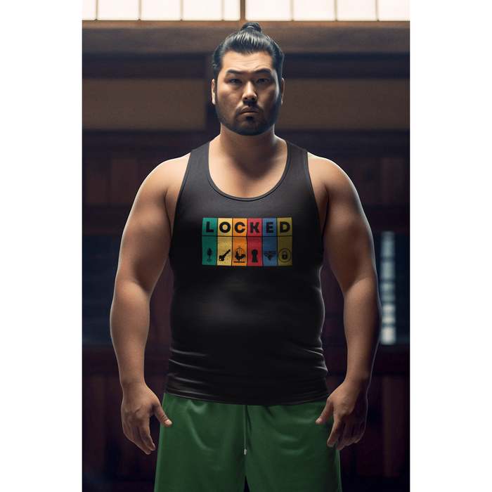 LeatherDaddy Skin Co. - LOCKED Blocks Tank Top - LockedBoy Athletics Chastity Themed Tshirts