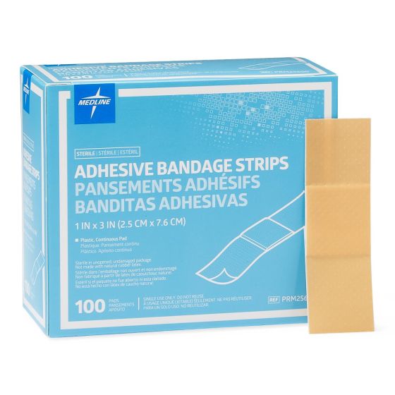 Medline BANDAGE, STERILE, PLASTIC, ADHESIVE, 1 INCH x 3 INCH, 100 COUNT Medical Tape & Bandages