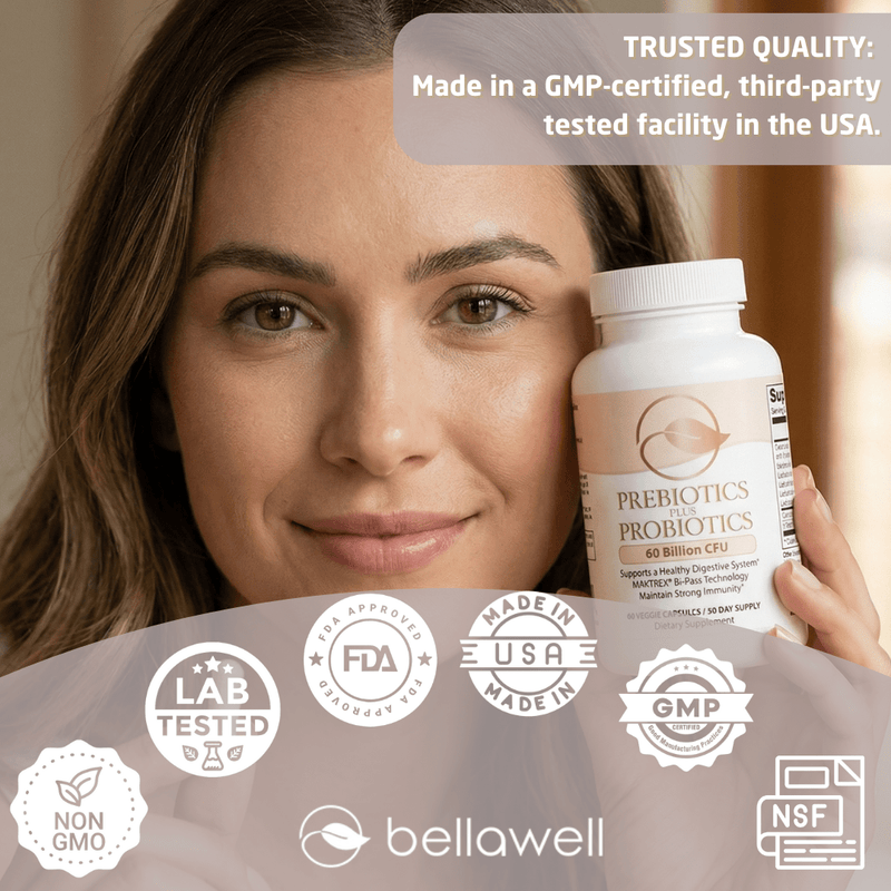 Bellawell Health Probiotics 60 Billion by Bellawell Capsules Dark Gray