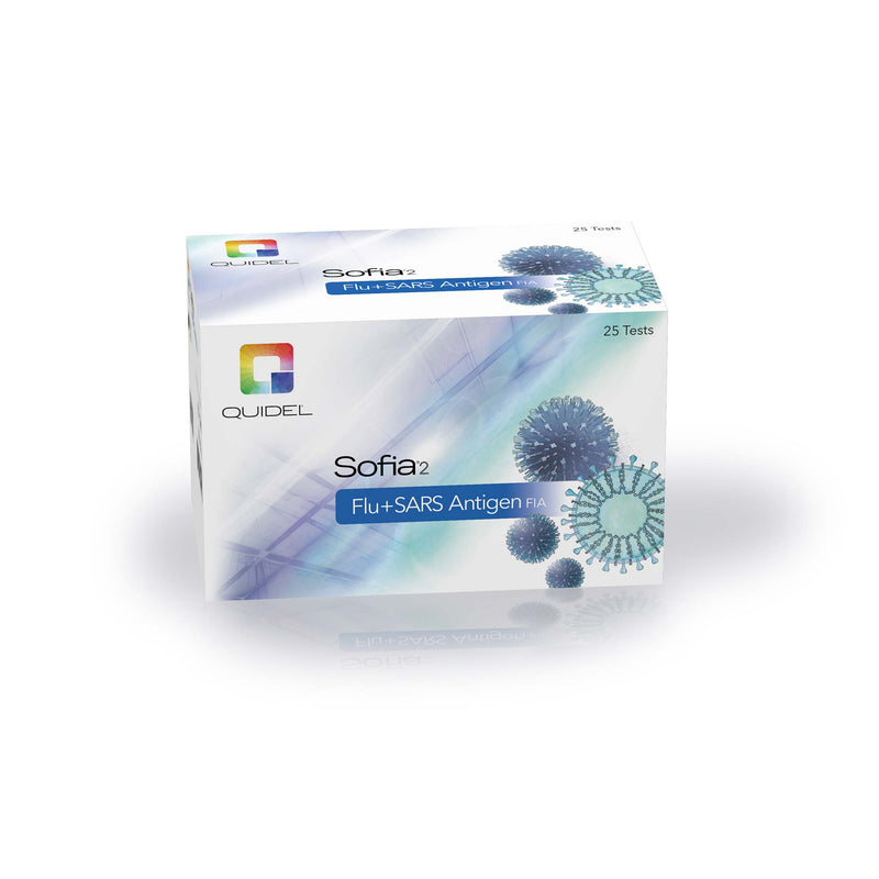 QuidelOrtho Sofia 2 Flu + SARS Antigen FIA Test Kit, 25 Tests (POCT) Medical Tests
