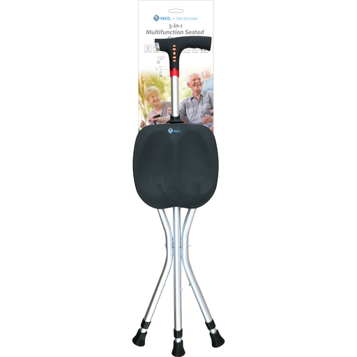 V6CO V6CO Heavy Duty 5-in-1 Multi-Function Seated Walking Cane with Adjustable Height Canes & Walking Sticks