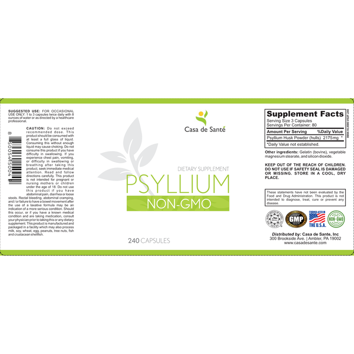 Psyllium, Non GMO, Low FODMAP, Low Histamine Fiber