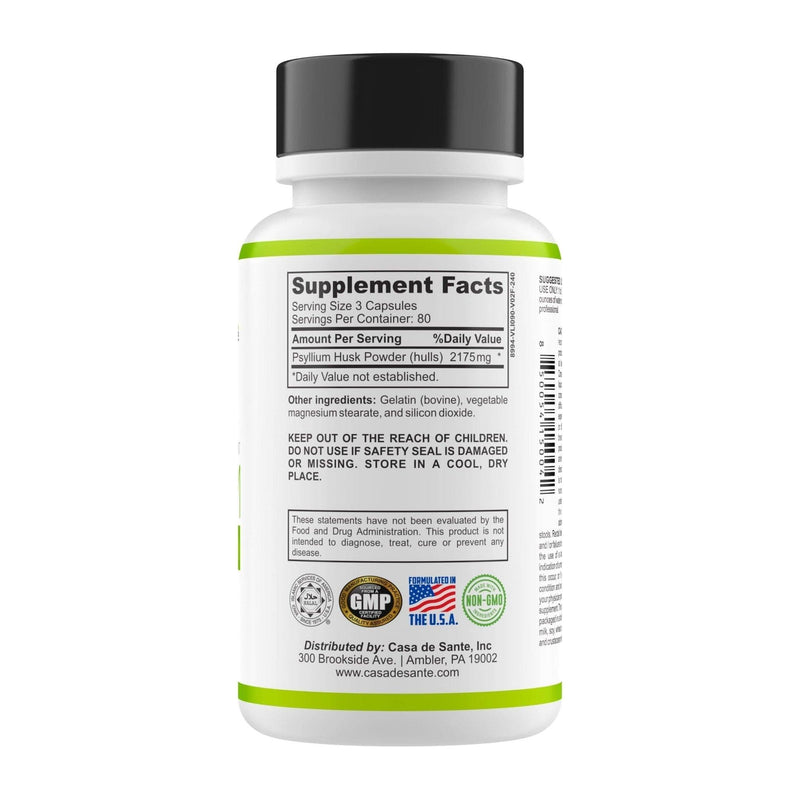 casa de sante Psyllium MD PhD Formulated Non GMO Gut Friendly Low FODMAP Digestive Support Supplements