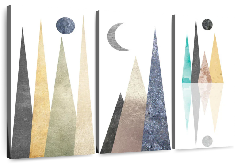 Geometric Mountain Scene Wall Art