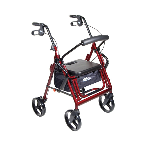 RIO Medical Supplies Duet Dual Function Transport Wheelchair Rollator Rolling Walker, Burgundy