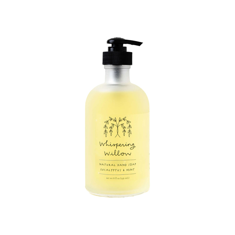 Whispering Willow Eucalyptus & Mint Natural Hand Soap in a Glass Bottle Liquid Soap