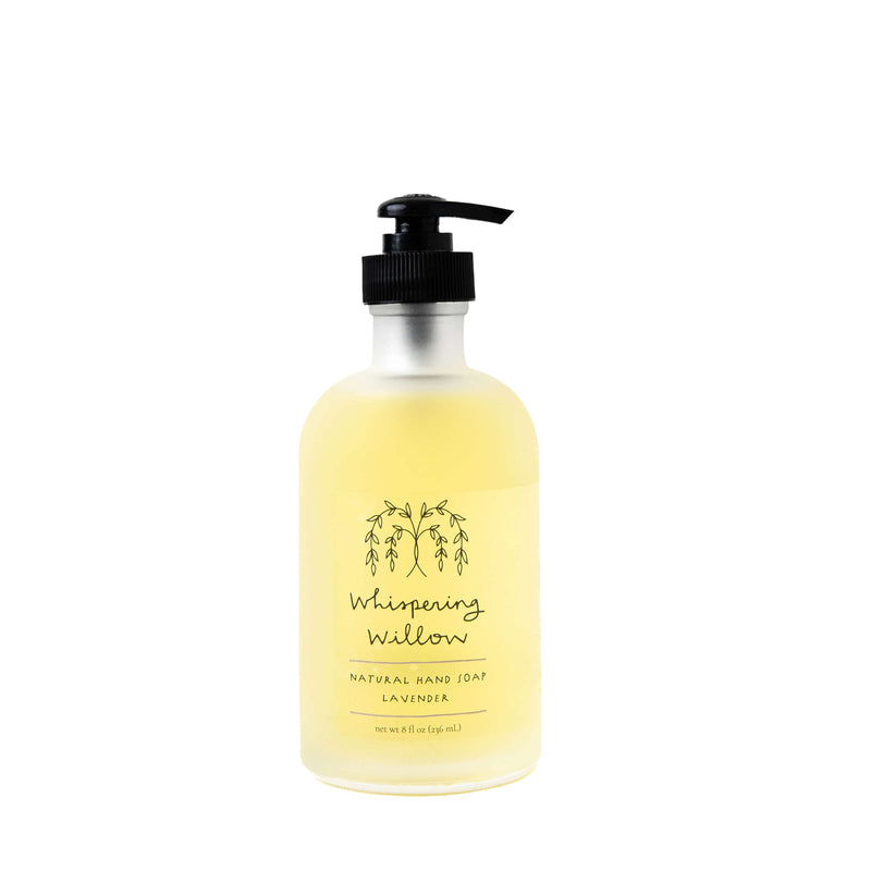 Whispering Willow Lavender Natural Hand Soap in a Glass Bottle Liquid Soap