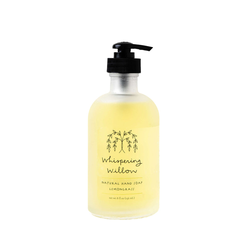 Whispering Willow Lemongrass Natural Hand Soap in a Glass Bottle Liquid Soap