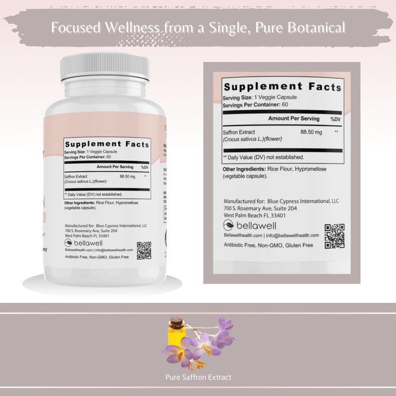 Bellawell Health Pure Saffron – Balance in Harmony Capsules Dark Gray