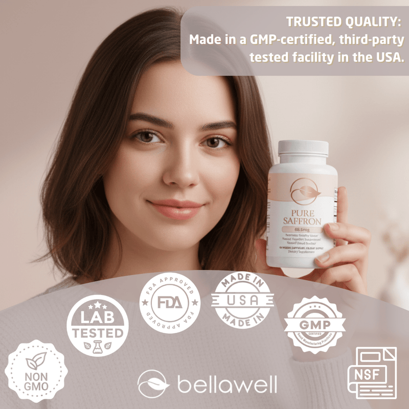 Bellawell Health Pure Saffron – Balance in Harmony Capsules Dark Gray