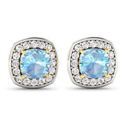 Bids.com 1.95 Carat Genuine Aquamarine and White Diamond 14K Yellow Gold Earrings Earrings