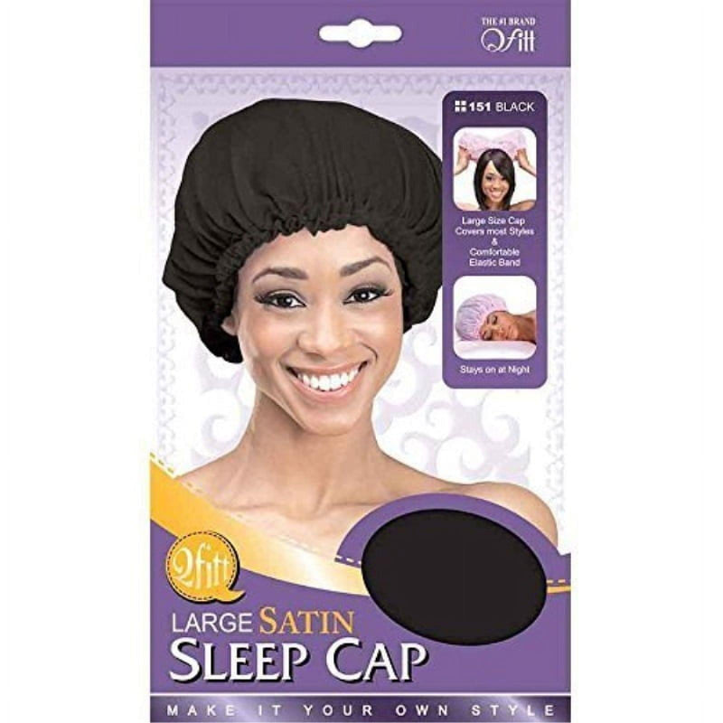 VIP Extensions QFitt Â̂€“ Satin Sleep Cap #151 Large Black Hair Accessories