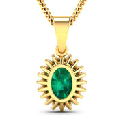 Bids.com 1.13 Carat Genuine Zambian Emerald and White Diamond 14K Yellow Gold Pendant Pendants