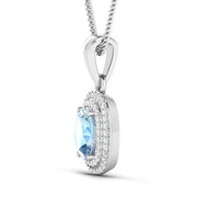 Bids.com 1.35 Carat Genuine Aquamarine and White Diamond 14K White Gold Pendant Pendants