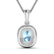 Bids.com 1.35 Carat Genuine Aquamarine and White Diamond 14K White Gold Pendant Pendants