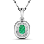 Bids.com 1.50 Carat Genuine Zambian Emerald and White Diamond 14K White Gold Pendant Pendants