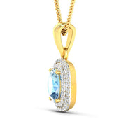 Bids.com 1.35 Carat Genuine Aquamarine and White Diamond 14K Yellow Gold Pendant Pendants