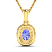 Bids.com 1.45 Carat Genuine Tanzanite and White Diamond 14K Yellow Gold Pendant Pendants