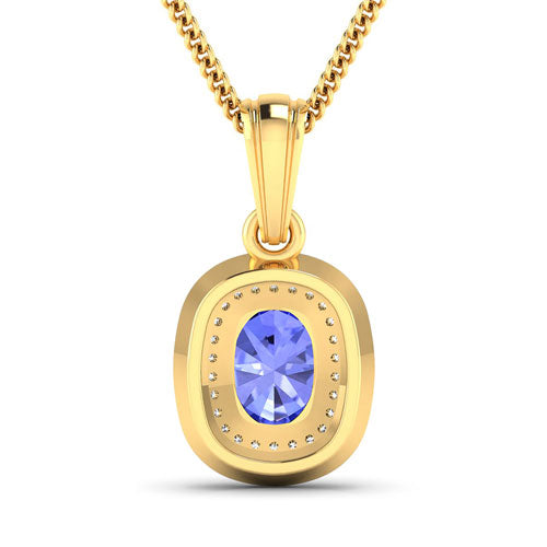 Bids.com 1.45 Carat Genuine Tanzanite and White Diamond 14K Yellow Gold Pendant Pendants