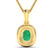 Bids.com 1.50 Carat Genuine Zambian Emerald and White Diamond 14K Yellow Gold Pendant Pendants