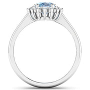 Bids.com 1.62 Carat Genuine Aquamarine and White Diamond 14K White Gold Ring Rings