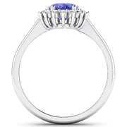 Bids.com 1.92 Carat Genuine Tanzanite and White Diamond 14K White Gold Ring Rings