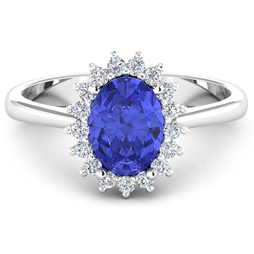 Bids.com 1.92 Carat Genuine Tanzanite and White Diamond 14K White Gold Ring Rings