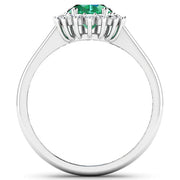 Bids.com 1.87 Carat Genuine Zambian Emerald  and White Diamond 14K White Gold Ring Rings
