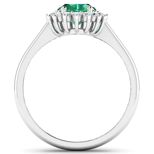 Bids.com 1.87 Carat Genuine Zambian Emerald  and White Diamond 14K White Gold Ring Rings