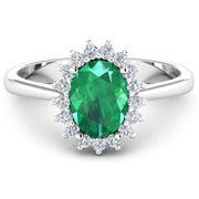 Bids.com 1.87 Carat Genuine Zambian Emerald  and White Diamond 14K White Gold Ring Rings