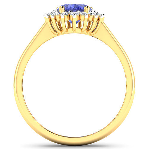 Bids.com 1.92 Carat Genuine Tanzanite and White Diamond 14K Yellow Gold Ring Rings