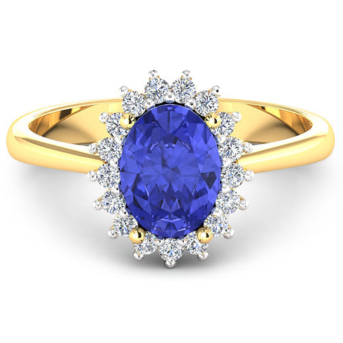 Bids.com 1.92 Carat Genuine Tanzanite and White Diamond 14K Yellow Gold Ring Rings