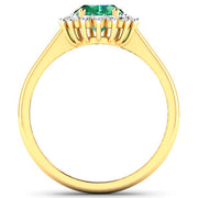 Bids.com 1.87 Carat Genuine Zambian Emerald and White Diamond 14K Yellow Gold Ring Rings