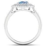 Bids.com 1.72 Carat Genuine Aquamarine and White Diamond 14K White Gold Ring Rings