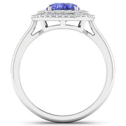 Bids.com 2.02 Carat Genuine Tanzanite and White Diamond 14K White Gold Ring Rings