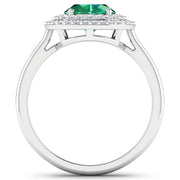 Bids.com 1.97 Carat Genuine Zambian Emerald  and White Diamond 14K White Gold Ring Rings