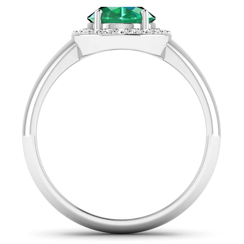 Bids.com 1.87 Carat Genuine Zambian Emerald and White Diamond 14K White Gold Ring Rings