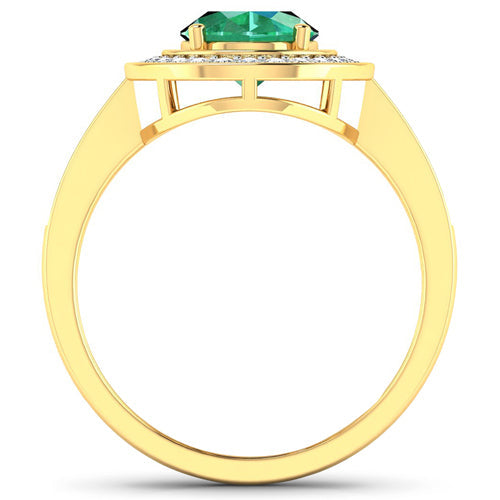 Bids.com 1.87 Carat Genuine Zambian Emerald and White Diamond 14K Yellow Gold Ring Rings