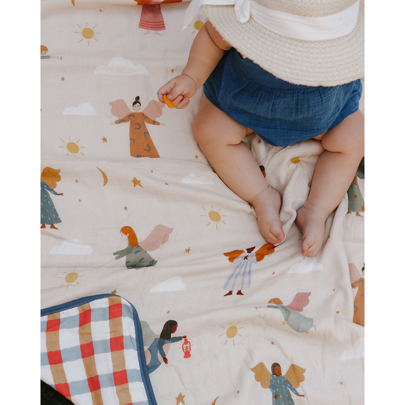 Be A Heart Guardian Angels Deluxe Muslin Baby Blanket Quilt Swaddling & Receiving Blankets