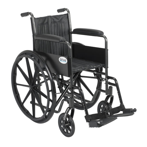 RIO Medical Supplies Silver Sport 2 Wheelchair, Non Removable Fixed Arms, Swing away Footrests, 18" Seat
