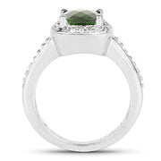 Bids.com 1.67 Carat Genuine Chrome Diopside & White Topaz .925 Sterling Silver Ring Rings