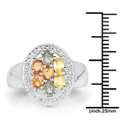 Bids.com 1.54 Carat Genuine Multi Sapphire .925 Sterling Silver Ring Rings