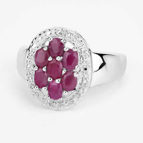 Bids.com 1.54 Carat Genuine Ruby .925 Sterling Silver Ring Rings